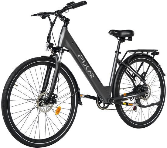 Pixar City1 Elektrische Fiets - 36V 10,4Ah Accu - 250W Motor - 700*40C Banden -45 km Bereik - Shimano 7-speed - Zilver van PIXAR