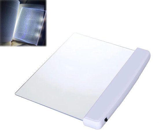 Platte boeklamp - Boeklamp voor lezen in bed 's nachts, heldere LED-boekverlichting, verlichtingspaneel voor de hele pagina, draadloos van Boeklamp