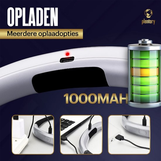 Plentory Neklamp – Oplaadbare LED Neklamp – 270° Flexibel – 3 Lichtstanden – 10.000 mAh – USB-C