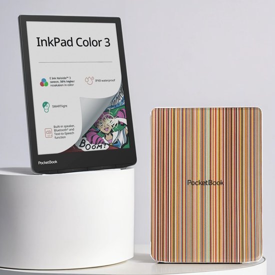 PocketBook InkPad Color 3 + Colorful Stripes Shell Cover - Voordeelbundel van Merkloos