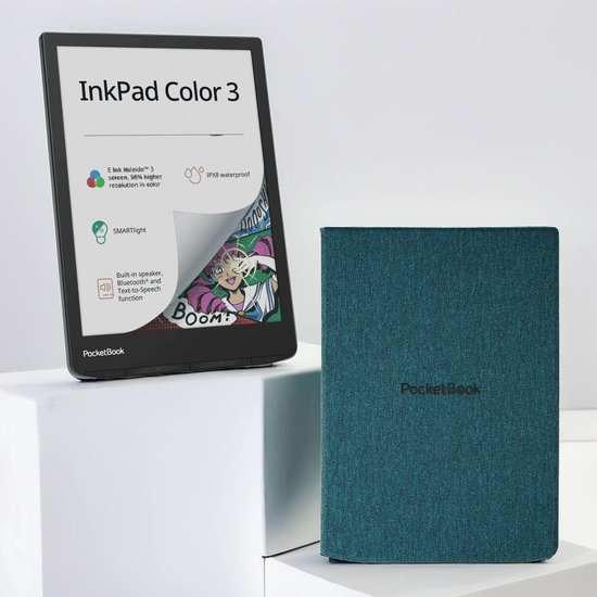 PocketBook InkPad Color 3 e-reader - 7.8 inch - 32 GB - waterdicht + Groene Flip Cover Sea Green - voordeelbundel