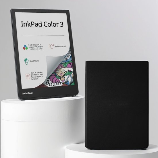 PocketBook InkPad Color 3 e-reader - 7.8 inch - 32 GB - waterdicht + Zwarte Flip Cover - voordeelbundel