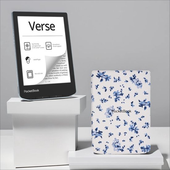 PocketBook Verse Bright Blue + Bloemen PocketBook hoesje van PocketBook