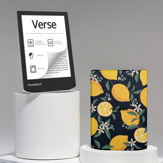 PocketBook Verse - E-reader - Bright Blue - Met Citroen / Lemon Print Hoesje - Voordeelbundel van Merkloos