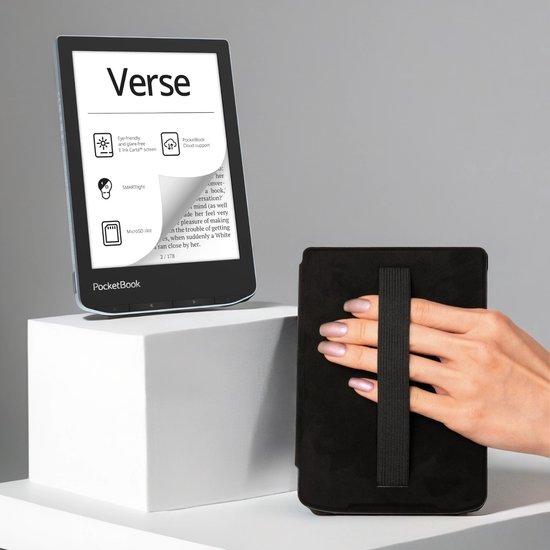 PocketBook Verse - E-reader - Bright Blue - Zwart met Elastiek Hoesje - Voordeelbundel van Merkloos