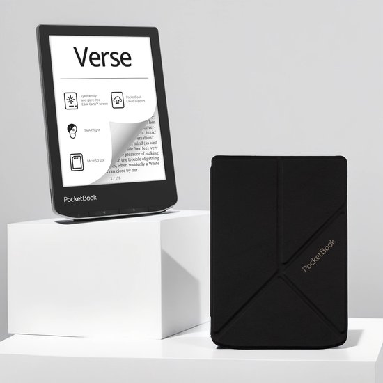 PocketBook Verse - E-reader - Mist Grey - Met Origami Zwart Hoesje - Voordeelbundel van Merkloos