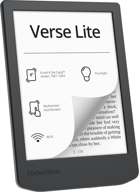 PocketBook Verse Lite e-reader – 6 inch E Ink Carta-scherm – 8 GB – Midnight Grey