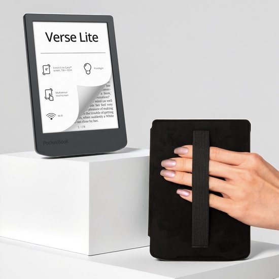 PocketBook Verse Lite + Zwart met elastiek PocketBook hoesje van Merkloos