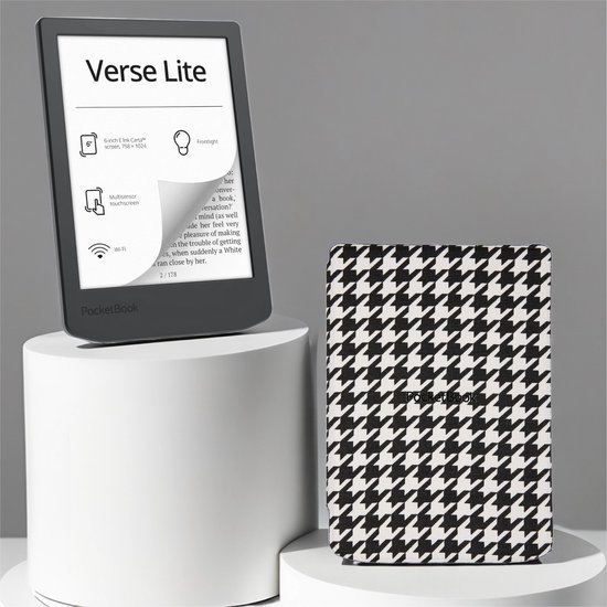 PocketBook Verse Lite + Zwart/wit geruit PocketBook hoesje van PocketBook