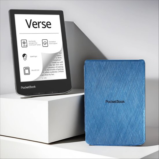 PocketBook Verse Mist Grey + Blauw PocketBook hoesje van PocketBook