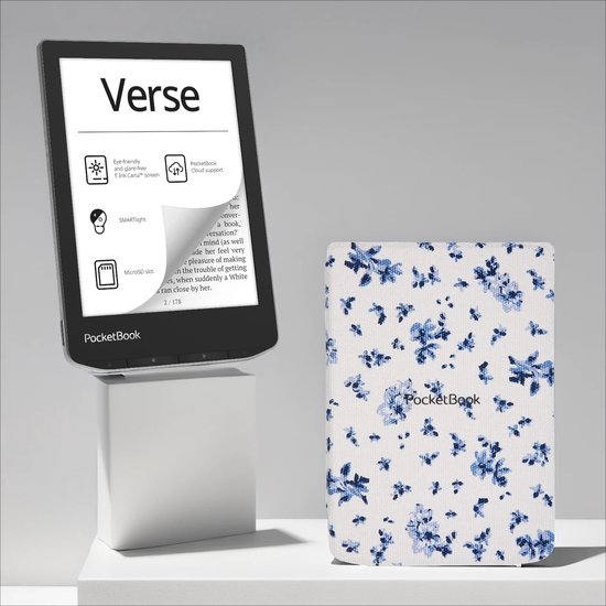 PocketBook Verse Mist Grey + Bloemen PocketBook hoesje van PocketBook