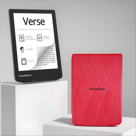 PocketBook Verse Mist Grey + Rood PocketBook hoesje van PocketBook