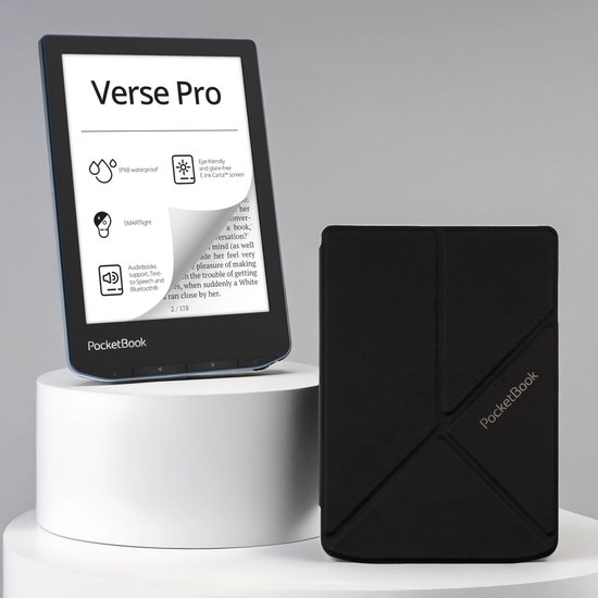 PocketBook Verse Pro Azure e-reader – Inclusief Origami Zwart Hoesje (shell cover) – Voordeelbundel van Merkloos