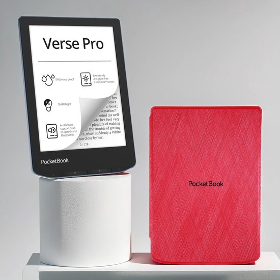 PocketBook Verse Pro Azure e-reader – Inclusief Rood Hoesje (shell cover) – Voordeelbundel van Merkloos