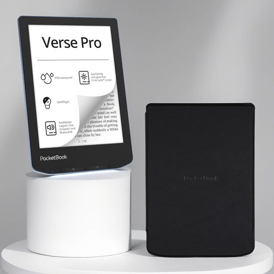 PocketBook Verse Pro Azure e-reader – Inclusief Zwart Hoesje (shell cover) – Voordeelbundel van Merkloos