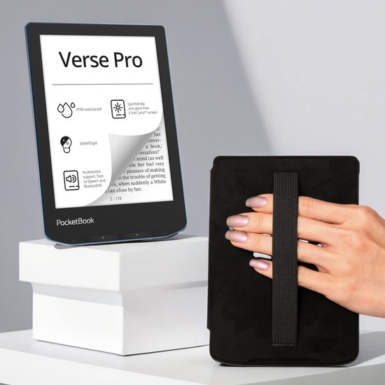 PocketBook Verse Pro Azure e-reader – Inclusief Zwart met Elastiek Hoesje (shell cover) – Voordeelbundel van Merkloos
