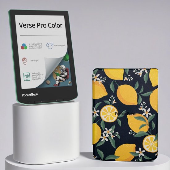 PocketBook Verse Pro Color e-reader Sage Glow – 6 inch – 16 GB – waterdicht + Lemon hoesje – voordeelbundel