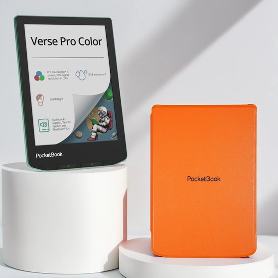 PocketBook Verse Pro Color e-reader Sage Glow – 6 inch – 16 GB – waterdicht + Oranje hoesje – voordeelbundel