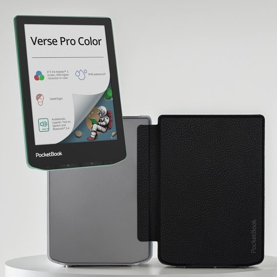 PocketBook Verse Pro Color e-reader Sage Glow – 6 inch – 16 GB – waterdicht + Transparant Zwart hoesje – voordeelbundel