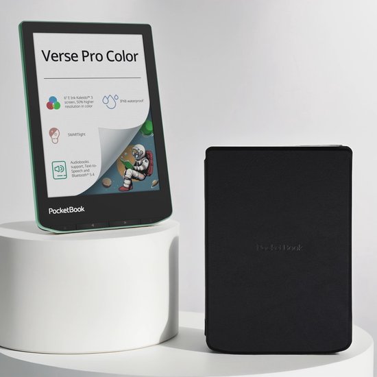 PocketBook Verse Pro Color e-reader Sage Glow – 6 inch – 16 GB – waterdicht + Zwart hoesje – voordeelbundel