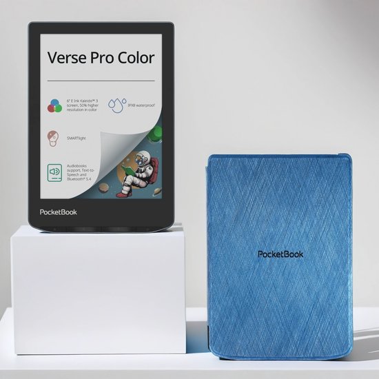 PocketBook Verse Pro Color e-reader Stormy Sea – 6 inch – 16 GB – waterdicht + Blauw hoesje – voordeelbundel