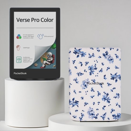 PocketBook Verse Pro Color e-reader Stormy Sea – 6 inch – 16 GB – waterdicht + Bloemen hoesje – voordeelbundel