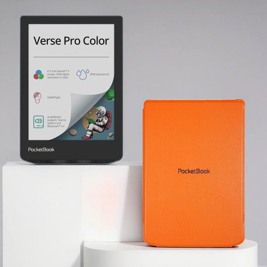 PocketBook Verse Pro Color e-reader Stormy Sea – 6 inch – 16 GB – waterdicht + Oranje hoesje – voordeelbundel