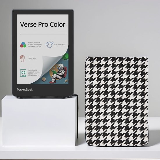 PocketBook Verse Pro Color e-reader Stormy Sea – 6 inch – 16 GB – waterdicht + Zwart/wit geruit hoesje – voordeelbundel
