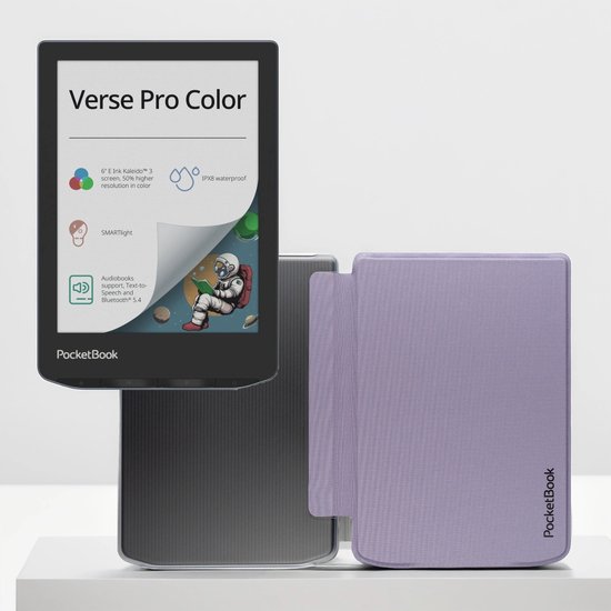 PocketBook Verse Pro Color - Stormy Sea + Transparant Paars PocketBook hoesje