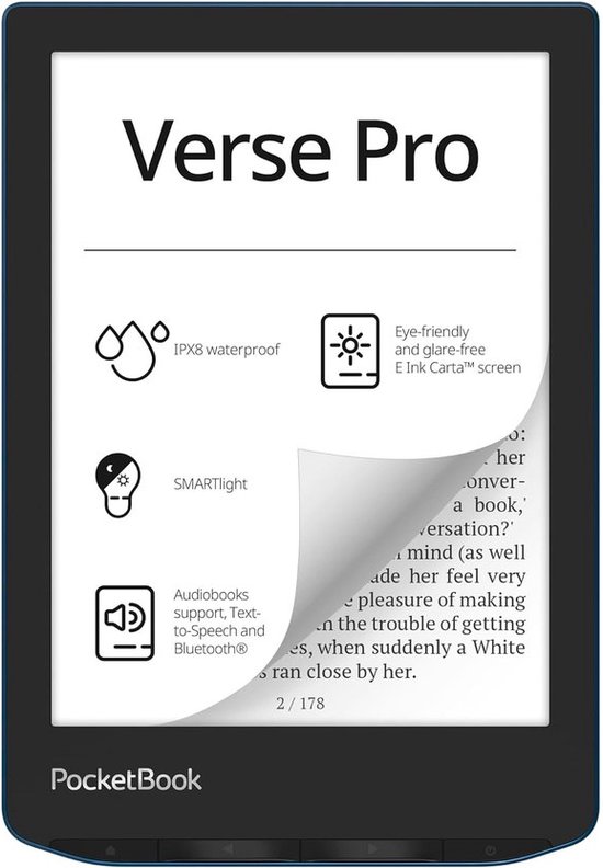 PocketBook Verse Pro e-reader - 6 inch E Ink Carta-scherm - 16 GB - waterdicht - Azure