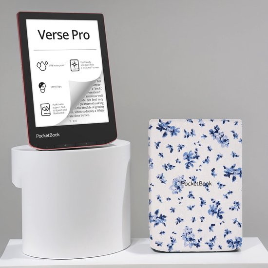 PocketBook Verse Pro e-reader Passion Red – 6 inch – 16 GB – waterdicht + Bloemen Hoesje – voordeelbundel