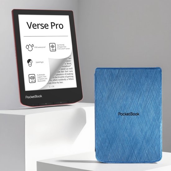 PocketBook Verse Pro Passion Red e-reader – Inclusief Blauw Hoesje (shell cover) – Voordeelbundel