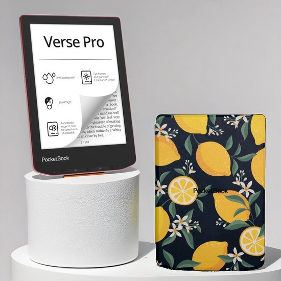PocketBook Verse Pro Passion Red e-reader – Inclusief Citroen / Lemon Print Hoesje (shell cover) – Voordeelbundel