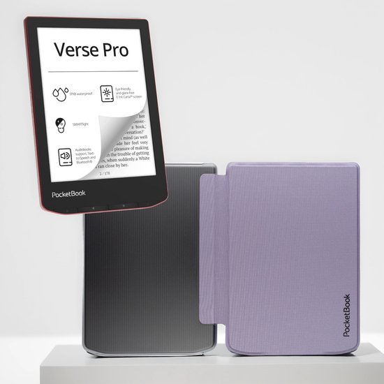 PocketBook Verse Pro Passion Red e-reader – Inclusief Transparant Paars Hoesje (shell cover) – Voordeelbundel