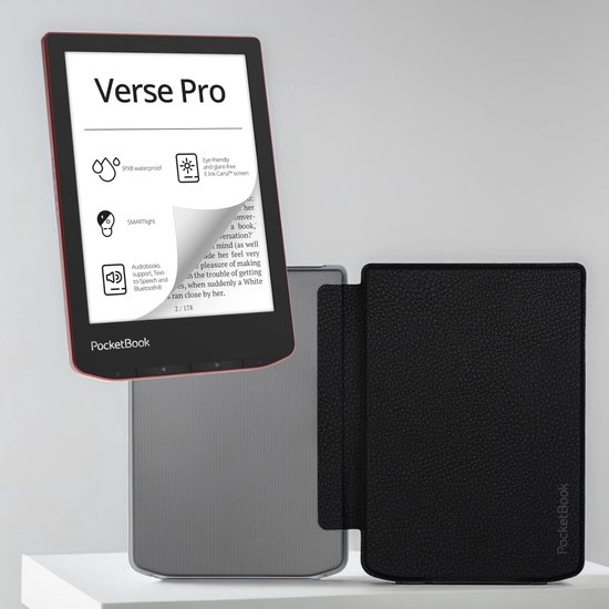 PocketBook Verse Pro Passion Red e-reader – Inclusief Transparant Zwart Hoesje (shell cover) – Voordeelbundel