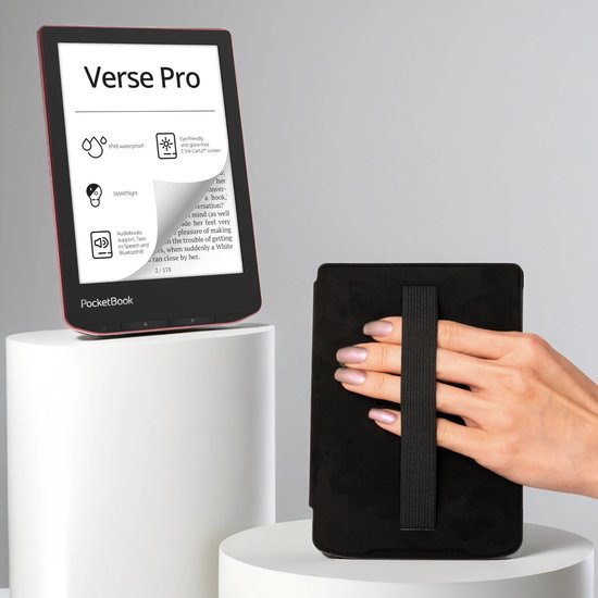PocketBook Verse Pro Passion Red e-reader – Inclusief Zwart met Elastiek Hoesje (shell cover) – Voordeelbundel