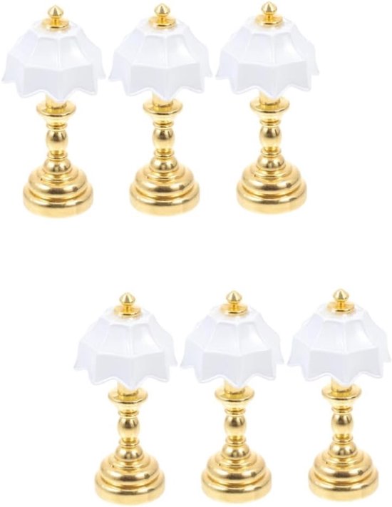 Poppenhuis tafellamp set van 6 stuks, poppenhuis staande lamp, zijlamp, poppenhuis verlichtingsarmaturen, mini staande lamp, smeedijzeren mini olielamp van Merkloos