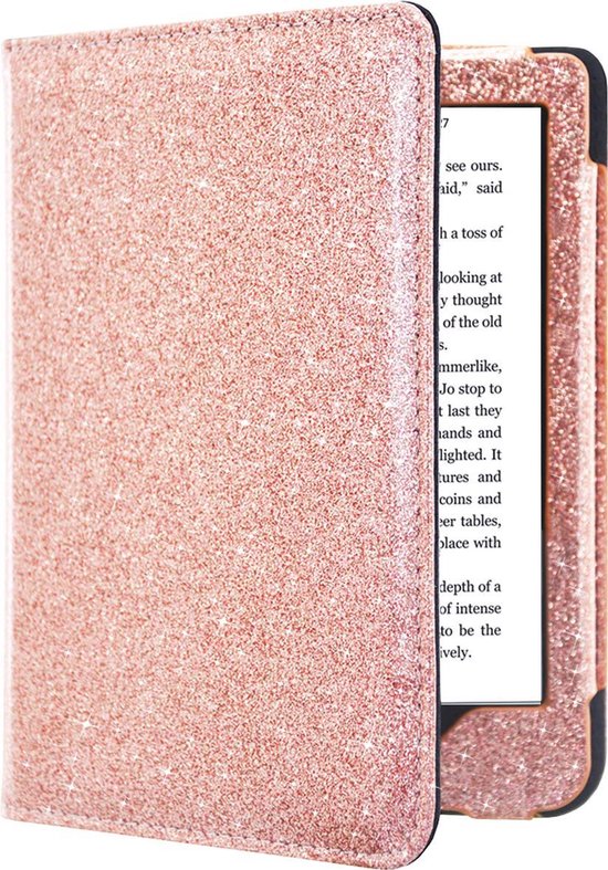 Premium Hoesje Geschikt voor Kobo Nia Sleepcover Hoes - Cover Roze Sparkle - ereader hoesje - cover van Fintie