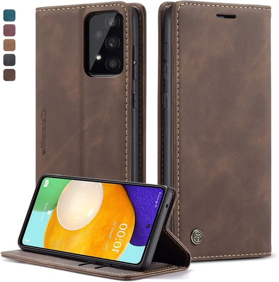 Premium Leren Hoes voor Galaxy A53 5G, Vintage Nubuck, Vouwbare Flip Wallet met Kaartsleuven en Schokbestendige Bescherming van Merkloos