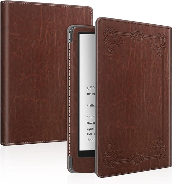 Premium Lichtgewicht Kunstleer Beschermhoes Automatische slaap-/waak Kindle Paperwhite 11e generatie 2021 Signature Edition Vintage Bruin van MoKo