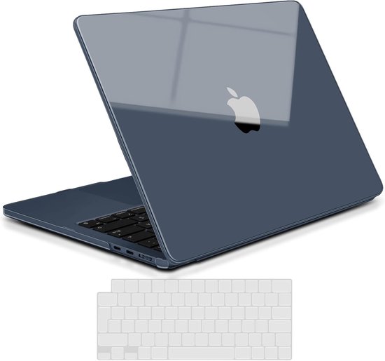 Premium Ultra-dunne Beschermhoes voor MacBook Air 13.6 inch - Hard Shell en TPU Toetsenbordhoes in Glanzend Midnight Blue, Geschikt voor A3240, A3113, A2681, 2022-2025