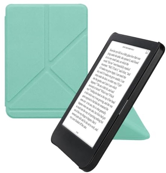 PromoHome E-reader Hoesje voor Kobo Clara BW & Clara Colour - Kunstleren Cover met Standaard en Magneetsluiting - Mintgroen