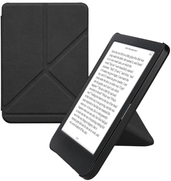 PromoHome E-reader hoesje voor Kobo Clara BW/Colour - Kunstleren cover met standaard, magnetische sluiting, zwart