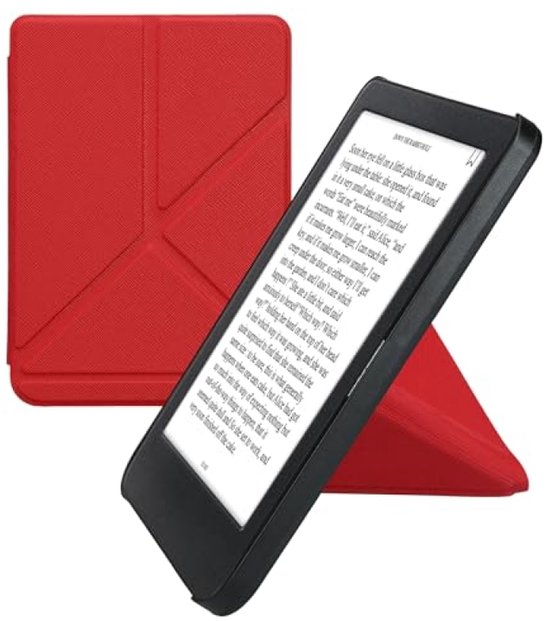 PromoHome E-reader Hoesje voor Kobo Clara BW/Colour - Kunstleren Flip Cover met Standaard en Magneetsluiting - Donkerrood