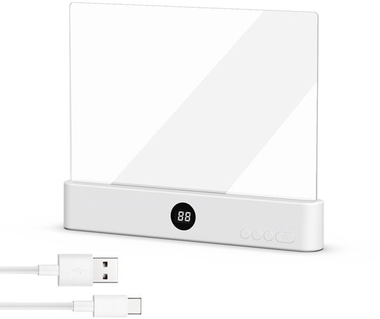 PULUZ Draagbaar bladwijzerlicht, Flat Book Light met timer, Bright Light Lamp Board Lightwedge Book Light, oogbescherming, dimbaar, Panel Boek Leeslamp voor lezen in bed, Nachtlezen, auto (Wit) van Merkloos