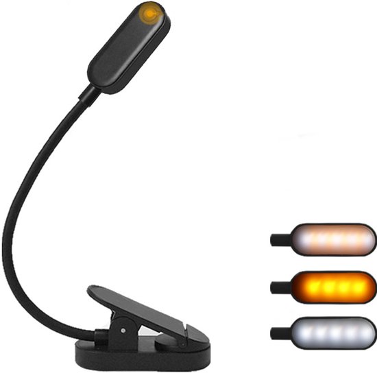 PULUZ Klemlamp, 9 leds, 3 modi, oplaadbaar, 360 graden, flexibele nekclip voor het lezen van boeken, in bed, reizen, noodgevallen van Merkloos