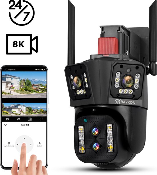 Raykon Beveiligingscamera met Nachtzicht voor Buiten - Draadloze Camera voor Binnen - Camerabewaking met WIFI van Raykon