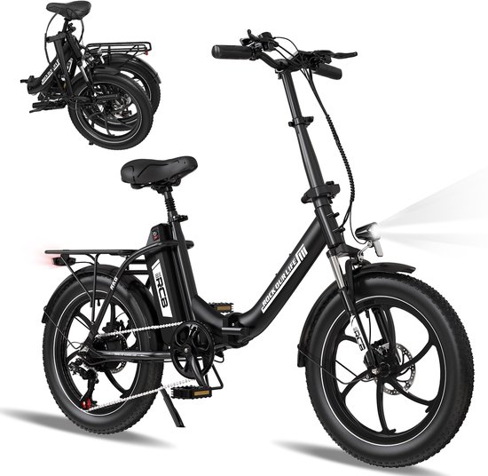 RCB RK6 Elektrische Fiets | Opvouwbare E-bike | 20 Inch Fatbike&36V 15.6AH | 25km/h | 7 Versnellingen | Zwart van RCB