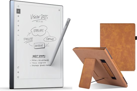 reMarkable ® 2 met Marker en luxe PU lederen Cognac Hoes - the Paper Tablet van Merkloos