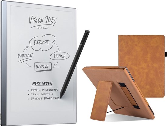 reMarkable ® 2 met Marker Plus en luxe PU lederen Cognac Hoes - the Paper Tablet van Merkloos